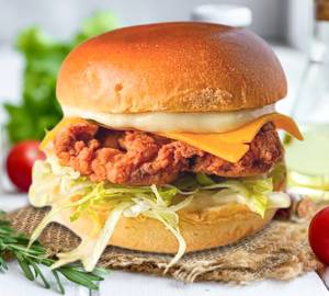 Fried chicken cheese burger