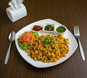 Paneer Bhurji (01 Plate) - served with Pickle, Chutney & Salad.