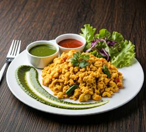Egg Bhurji (01 Plate) - Served With Pickle, Chutney & Salad.