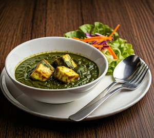 Palak Paneer (01 Bowl) - served with Pickle, Chutney & Salad.