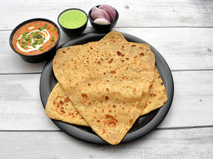 2 Plain Paratha With Matar Paneer