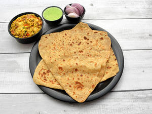2 Plain Paratha With Paneer Bhurji
