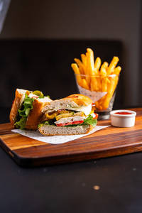 English Vegetables Focaccia Sandwich With Sun-dried Tomatoes