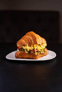 Crispy Fried English Vegetable Croissanwich With Corn & Mayo