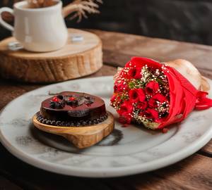 Chocolate Cake Red Rose Combo                                                           