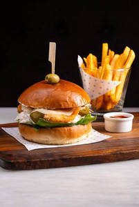 Crispy Wasabi Shrimp Po' Boy Burger With Jalapeno & Mild Cheddar