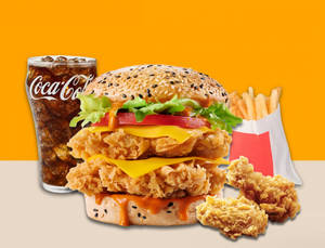 Loaded Zinger Chicken Burger Meal - Wings