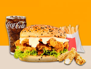 Zinger Chicken Burger Meal - Strips