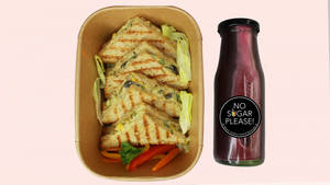 Mediterranean Veggie Sandwich And Beetroot Lemon Juice