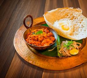 Sunny Side Up Appam With Chicken Sukha