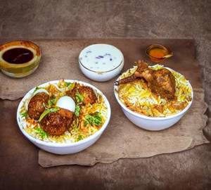 Egg Biryani Wth Chicken Chaap