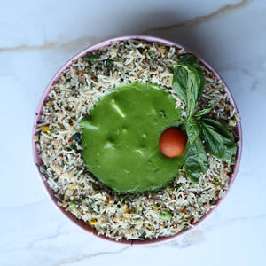Creamy Pesto Paneer & Herb Rice