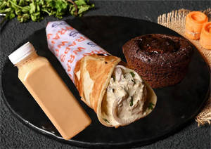 Malai Paneer Tikka Roll + Chocolava Cake + Hazelnut Cold Coffee