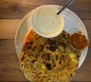 2 Aloo Paratha With Veg Raita and Achar
