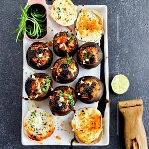 Charcoal grilled stuffed mushroom