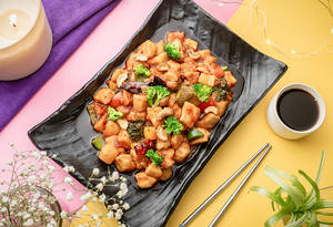 Mala Chicken With Burnt Garlic Fried Rice