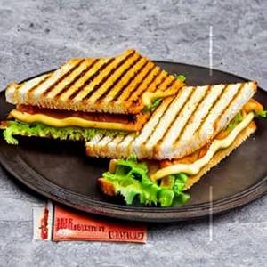 Mexican Mayonnaise Aloo Tikki Cheese Grilled Sandwich (Three Layer)