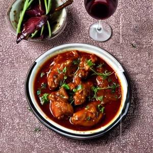 Chicken In Smoky Red Wine Sauce