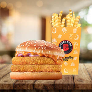 Crispy Veg Double Patty Burger + Pepsi 250ml.