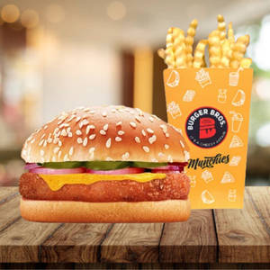 Fiery Aloo Tikki Burger + Fries