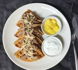 Savory Waffle With Chicken Sausage & Cheese