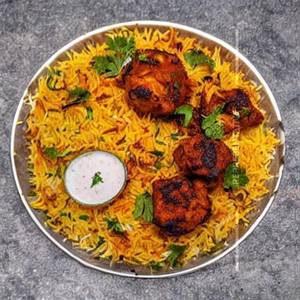 Masala Murgh Seekh Kebab Dum Biryani