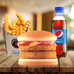 Aloo Tikki Double Patty + Fries + Pepsi 250ml