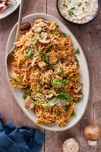 Mushroom Tawa Pulao (600 Ml) + Raita