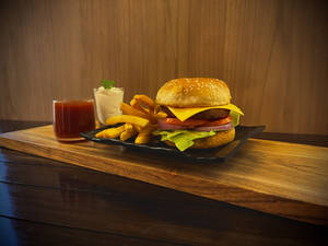 Veg Burger With Fries