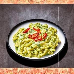 Spaghetti Creamy Pesto  Basil Cheese Sauce