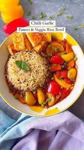 Chilli garlic paneer rice bowl