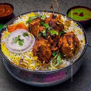 Chicken seekh kebab biryani