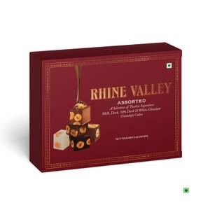 Rhine Valley Gianduja Cubes 12 Pcs Assorted (3 Pcs Each Of Milk, Dark, White, Extra Dark) 144G
