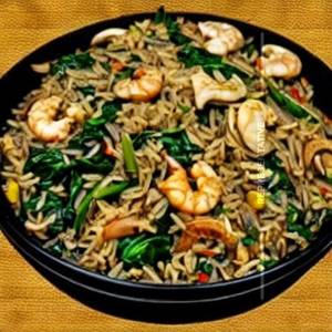 Seafood Spinach & Mushroom Fried Rice