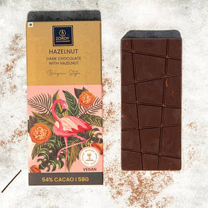 ZOROY Belgian Style Hazelnut Dark 54% Chocolate Bar 58 Gms
