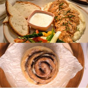 Grilled Chicken Steak With Cinnamon Roll