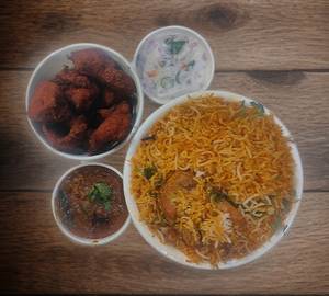 Chicken Biryani + Chicken 65 (boneless)