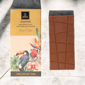 ZOROY Belgian Style Almond 34% Chocolate Bar 58 Gms