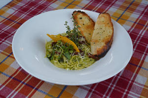 Spaghetti Genovese With Sundried Tomato And American Corn