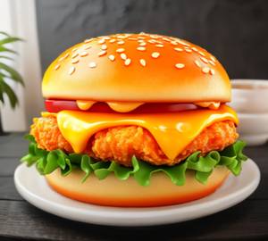 Cheese fried chicken buger