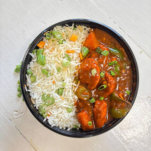 Chilli Prawns With Veg Fried Rice Bowl