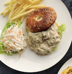 Cheesy Mushroom Bagel