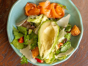 Salmon & Avocado Caesar Salad