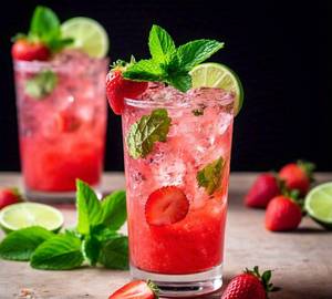 Mint Strawberry Fizz Mojito ( 350 Ml)