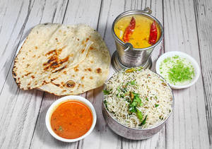 1 Naan With Dal Fry And Jeera Rice [Serves 1]