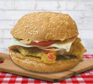 Cheese Masala Omelette Burger