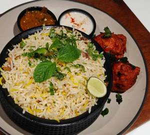 Egg Biryani [2 Eggs] With Chicken Kebab [2 Pieces]
