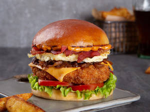 Chicken Sandhouse With The Works Burger