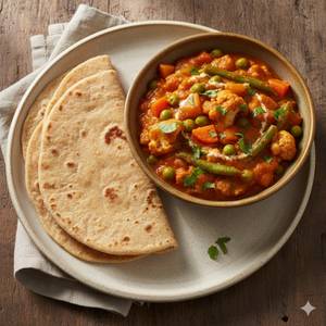 Chapati [2 pieces] with mix veg curry