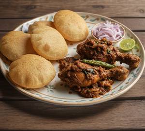 ( 4 Piece) Luchi & Chicken Kosha